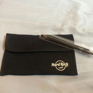 NEW HARD ROCK CAFE Black Neoprene Pouch w Bonus Hard Rock Pen #F57